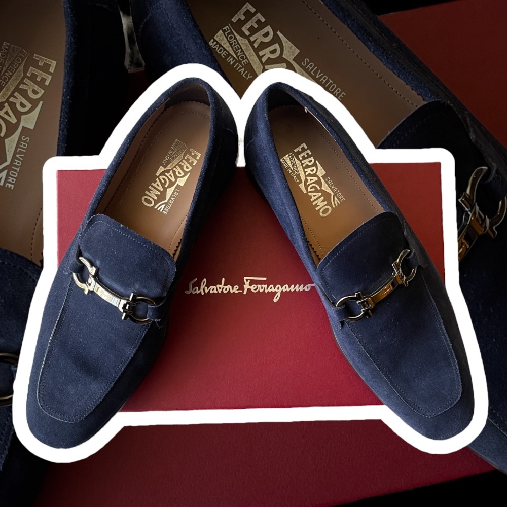 Blue Buck Suede Salvatore Ferragamo Loafer/ slip on